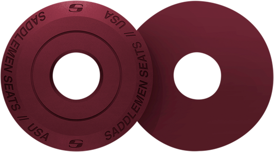 Bill's Exhausts Saddlemens Fender Seat Washer in burgundy, designed for motorcycle seats with a durable, polished finish.