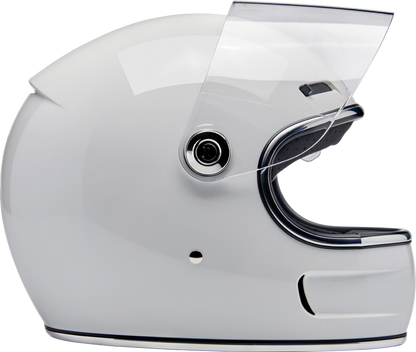 Gloss white BILTWELL Gringo SV helmet in XS size, featuring a sleek, aerodynamic motorcycle helmet design with clear visor.
