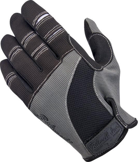 Gray and black BILTWELL Moto Gloves in size XS, featuring durable construction and protective design for motorcycle riding.