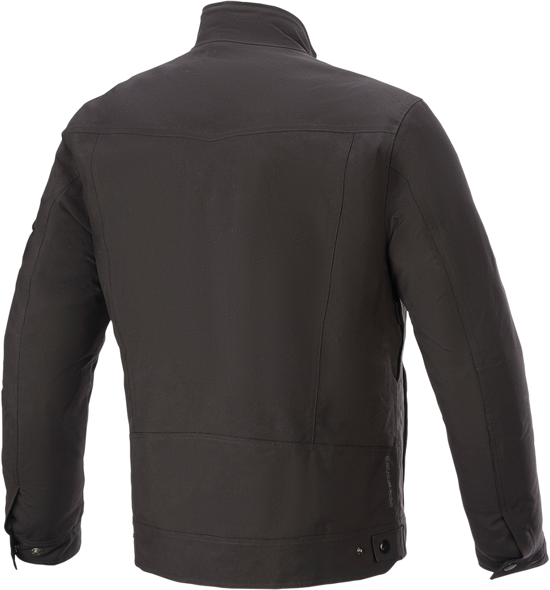 Black Alpinstars Solano waterproof jacket in 2XL, showcasing its sleek design and waterproof fabric for outdoor protection.
