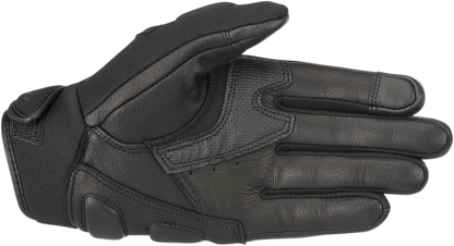 Alpinestars Faster motorcycle gloves in black, small size, featuring reinforced knuckles and breathable fabric.