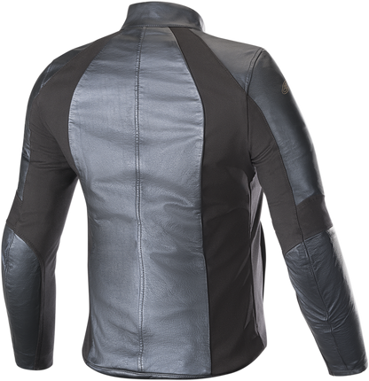 Alpinestars Stella Vika v2 women's blue leather motorcycle jacket, US 12 / EU 48, with padded shoulders and zip details.