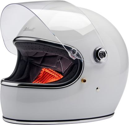 BILTWELL Gringo S helmet in gloss white, 2XL size, featuring a sleek motorcycle helmet design with adjustable straps
