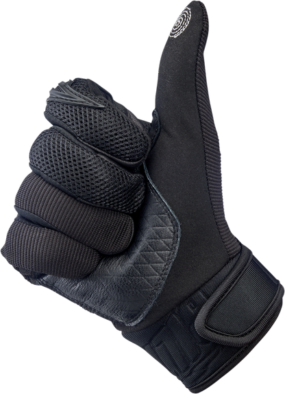 Black BILTWELL Baja Gloves in large size with durable leather construction, featuring reinforced knuckles and ergonomic design.