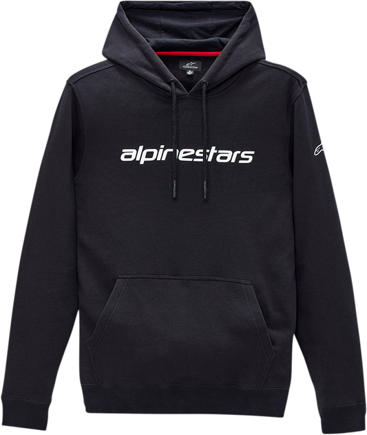 Black and white Alpinestars Linear Hoodie in large size, featuring the brand logo on the front, casual and comfortable style.