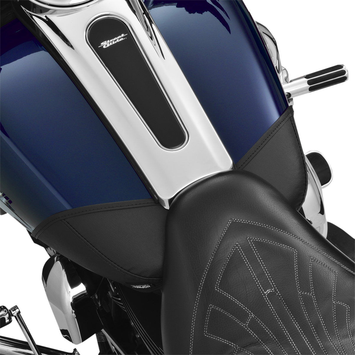 Bill's Exhausts Show Chrome Mini Bra Gas Tank engine cover for FLH HD90-014BK motorcycle model, shiny chrome finish, detailed design
