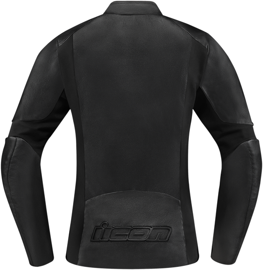 Icon Women's Overlord™ jacket in black, size XS, featuring a sleek design and stylish fit, from Bill's Exhausts.
