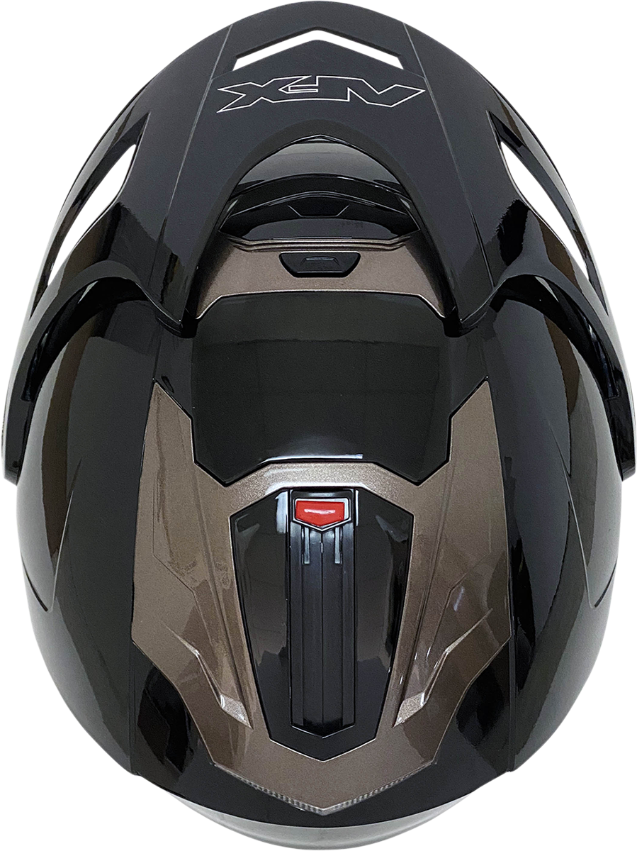 Gloss black AFX FX-50 motorcycle helmet in 2XL size, featuring a sleek design with clear visor and aerodynamic shape.