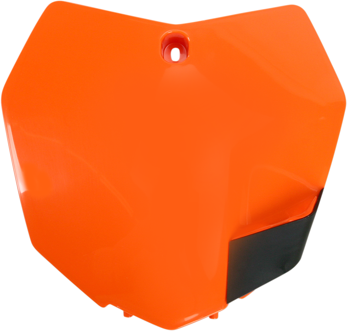 Orange Acerbis front number plate for motorcycle, body bodywork part with black mounting details, designed for durability and visibility.