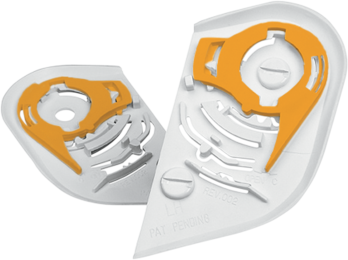 White ICON Proshield™ Pivot Kit for helmets, featuring durable components designed for easy replacement and secure fit.
