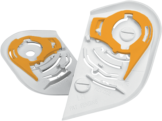 White ICON Proshield™ Pivot Kit for helmets, featuring durable components designed for easy replacement and secure fit.