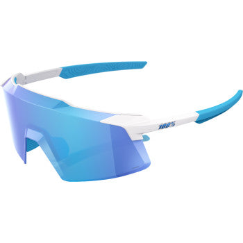 Bill's Exhausts Aerocraft sunglasses in matte white with HiPER Blue lenses, showcasing sleek, modern design and vibrant lens color.