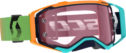 Scott Prospect Amplifier Goggle in blue and orange with rose tinted lenses, designed for motorcycle or motocross riding.