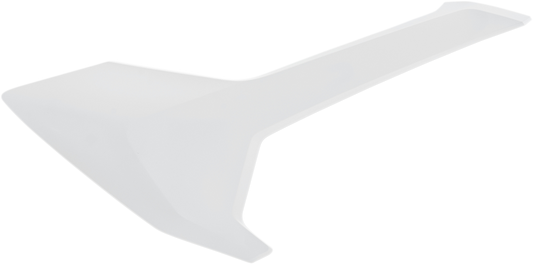White Acerbis side panels for motorcycle body, featuring sleek design and precise fit, suitable for custom or replacement use.