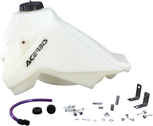 Acerbis Honda gas tank in natural finish, 3.1-gallon capacity, designed for motorcycle body replacement