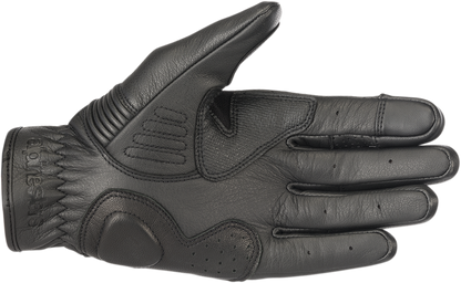 Black AlpineStars Crazy Eight motorcycle gloves in medium size, featuring protective design and durable material.