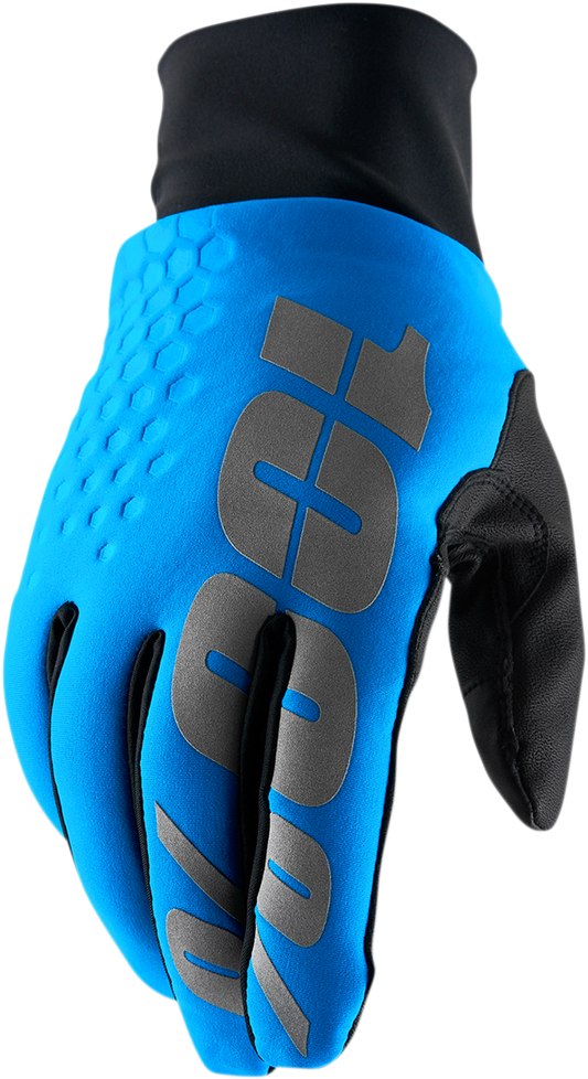 Blue Hydromatic Brisker Gloves by Bill's Exhausts, large size, showing the durable fabric and secure wrist fit.