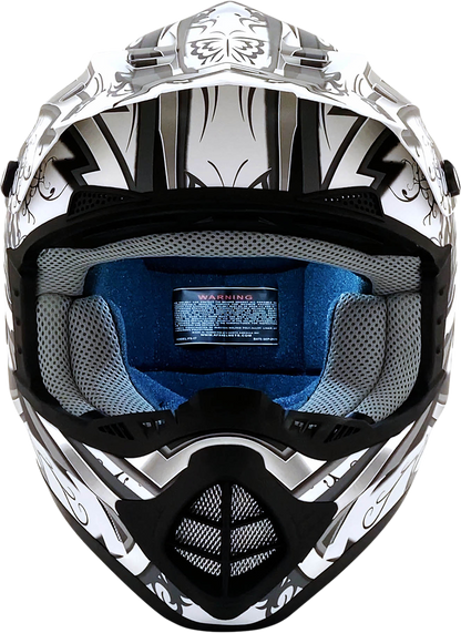 Bill's Exhausts AFX FX-17Y Butterfly helmet in matte white, small size, featuring aerodynamic design and secure fit.