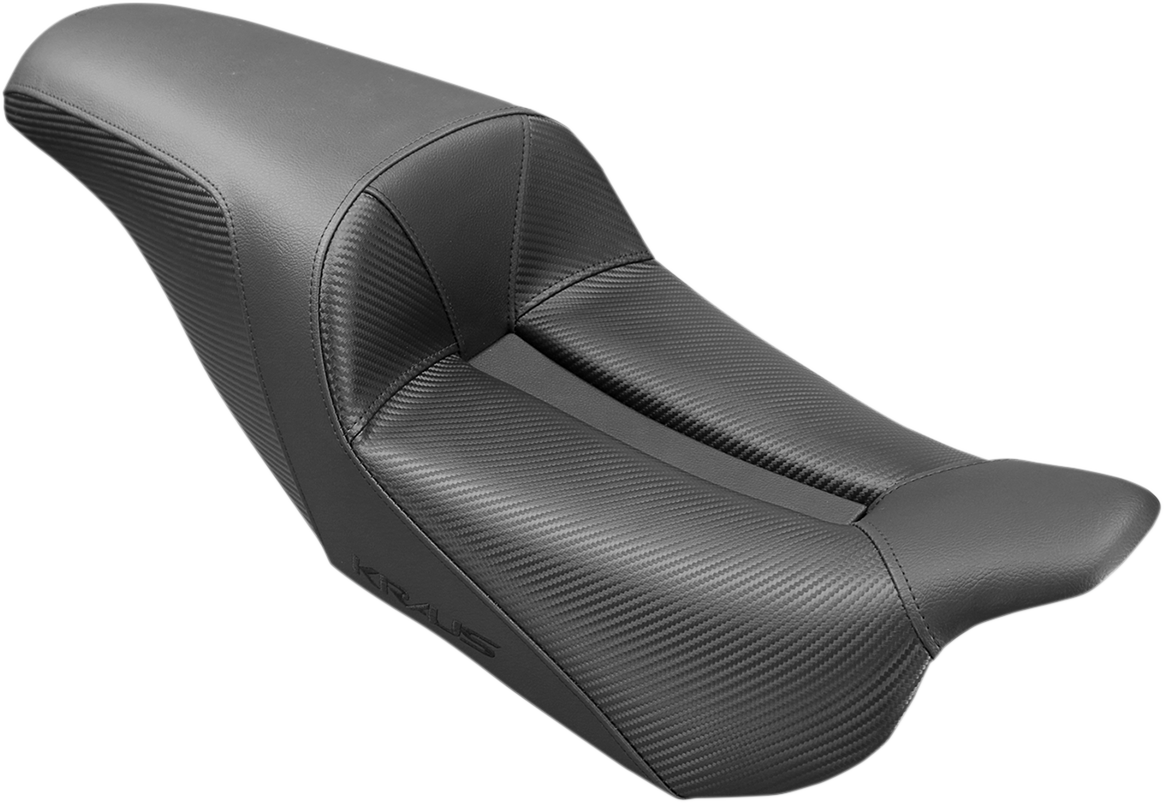 Bill's Exhausts SADDLEMEN Kraus Moto Pro Series 2-up motorcycle seat for Harley FL models 2018-2022, black and sleek design