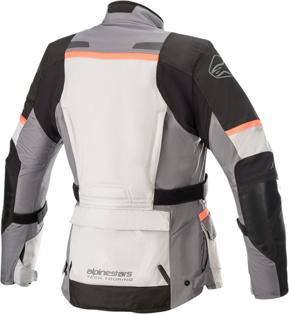 Gray Alpinestars Stella Andes v3 jacket in small size, showing the front view with detailed stitching and logo.
