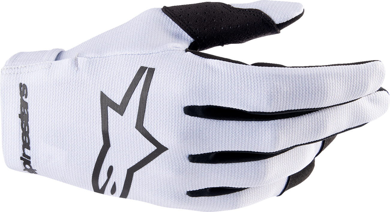 Alpinestars Radar Gloves in Haze Gray and Black, small size, showcasing protective design and textured finger grip.