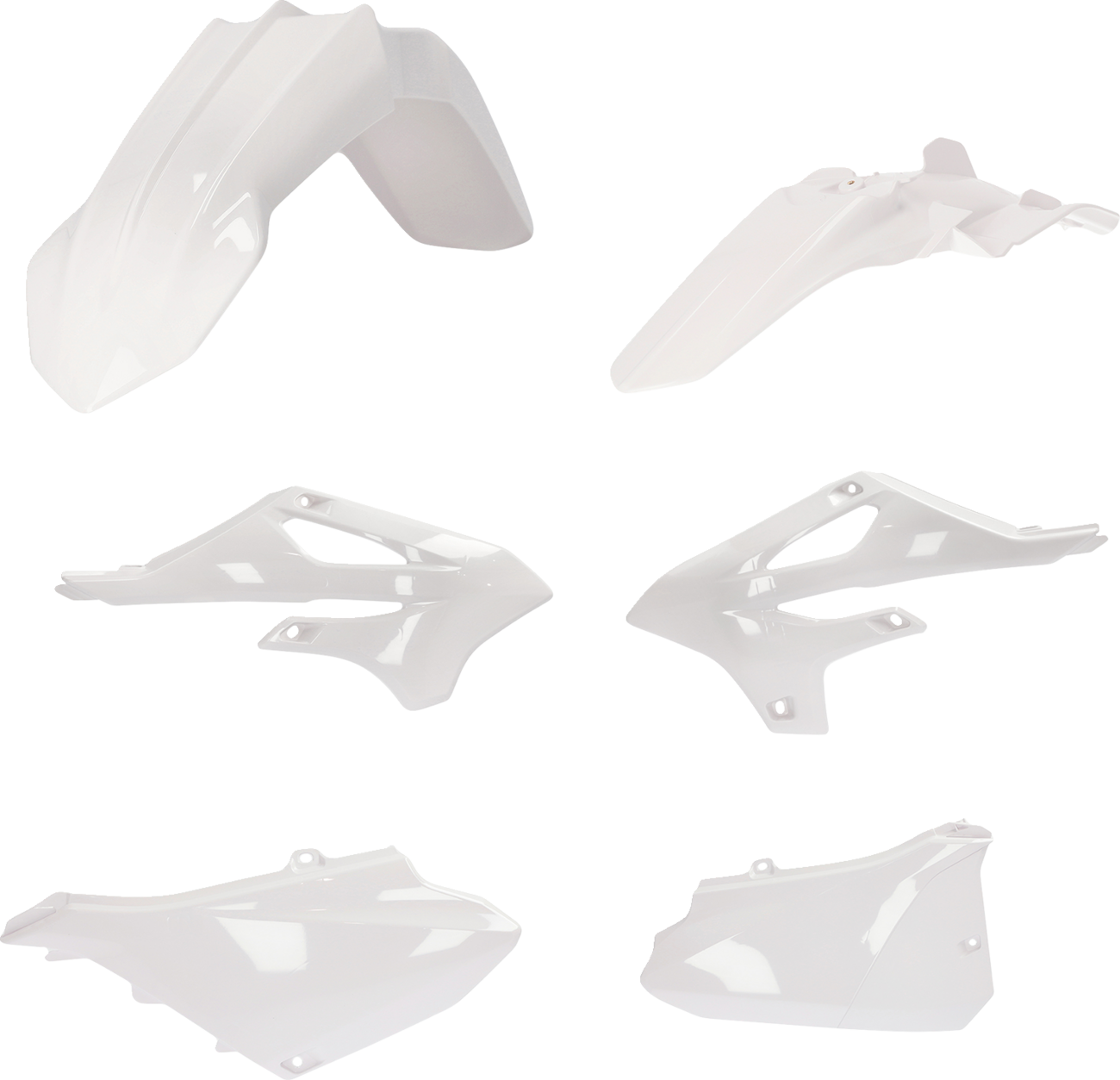 ACERBIS White YZ85 2022-2023 standard replacement body kit, includes motorcycle body panels, designed for Yamaha YZ85 dirt bike.