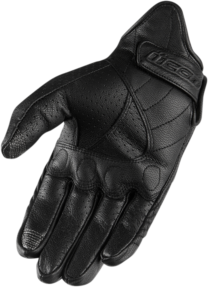 Black ICON Pursuit Classic™ perforated gloves in XL size, featuring textured material and secure wrist closure.