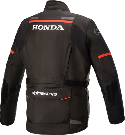 Black Alpinestars Honda Andes v3 Drystar® motorcycle jacket in 2XL, featuring durable protective material and a sleek design.