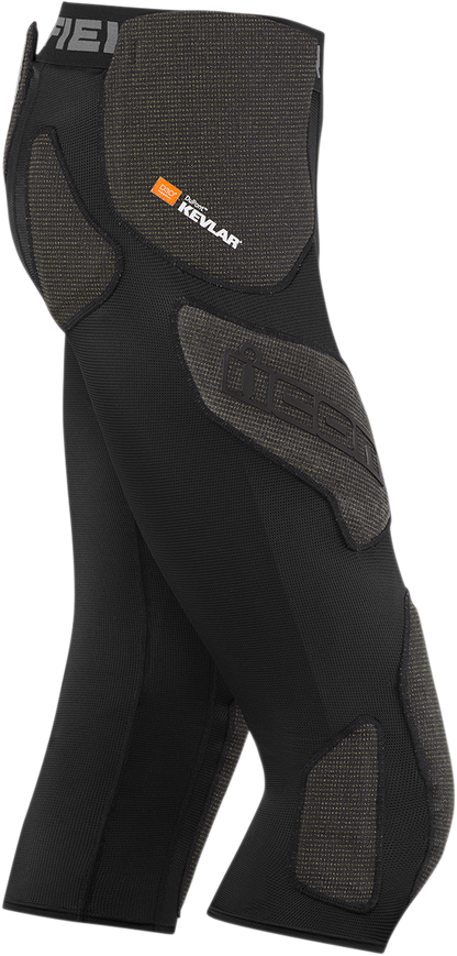 Black ICON Field Armor™ Compression Pants by Bill's Exhausts, small size, close-up of fabric and fit