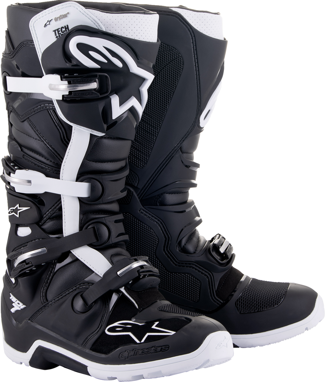 Alpinestars Tech 7 Enduro Drystar® Boots in black, US size 11, showing sturdy motorcycle footwear with ankle protection.