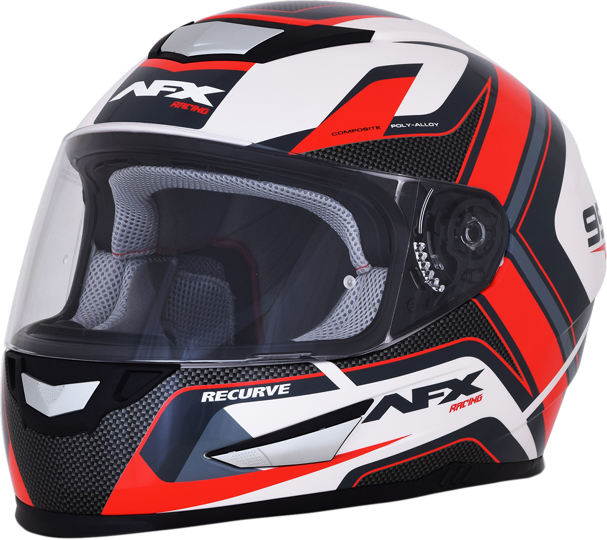 Bill's Exhausts AFX FX-99 Recurve helmet in pearl white and red, 2XL size, featuring a sleek aerodynamic design.