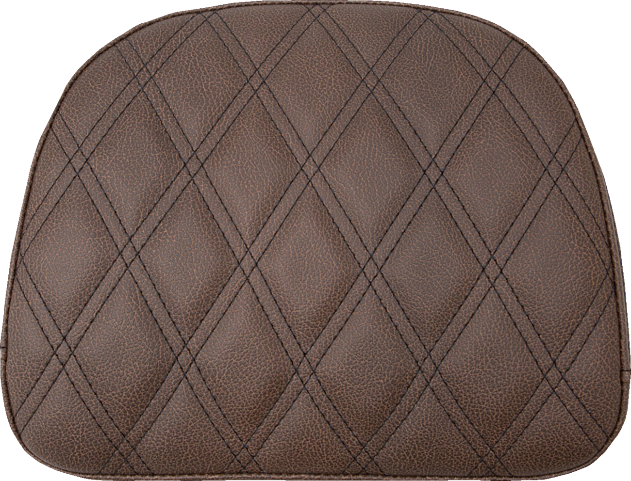 Brown SADDLEMEN Touring Sissy Bar Pad with lattice stitch for Indian motorcycles 2014-2022, designed for comfortable seat support.