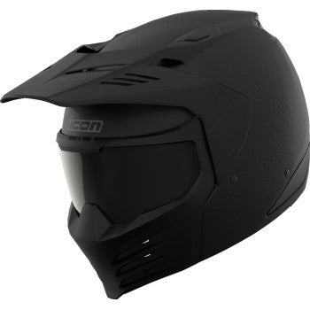 Black ICON Elsinore™ helmet in medium size with Monotype design, featuring a sleek, aerodynamic motorcycle helmet style.