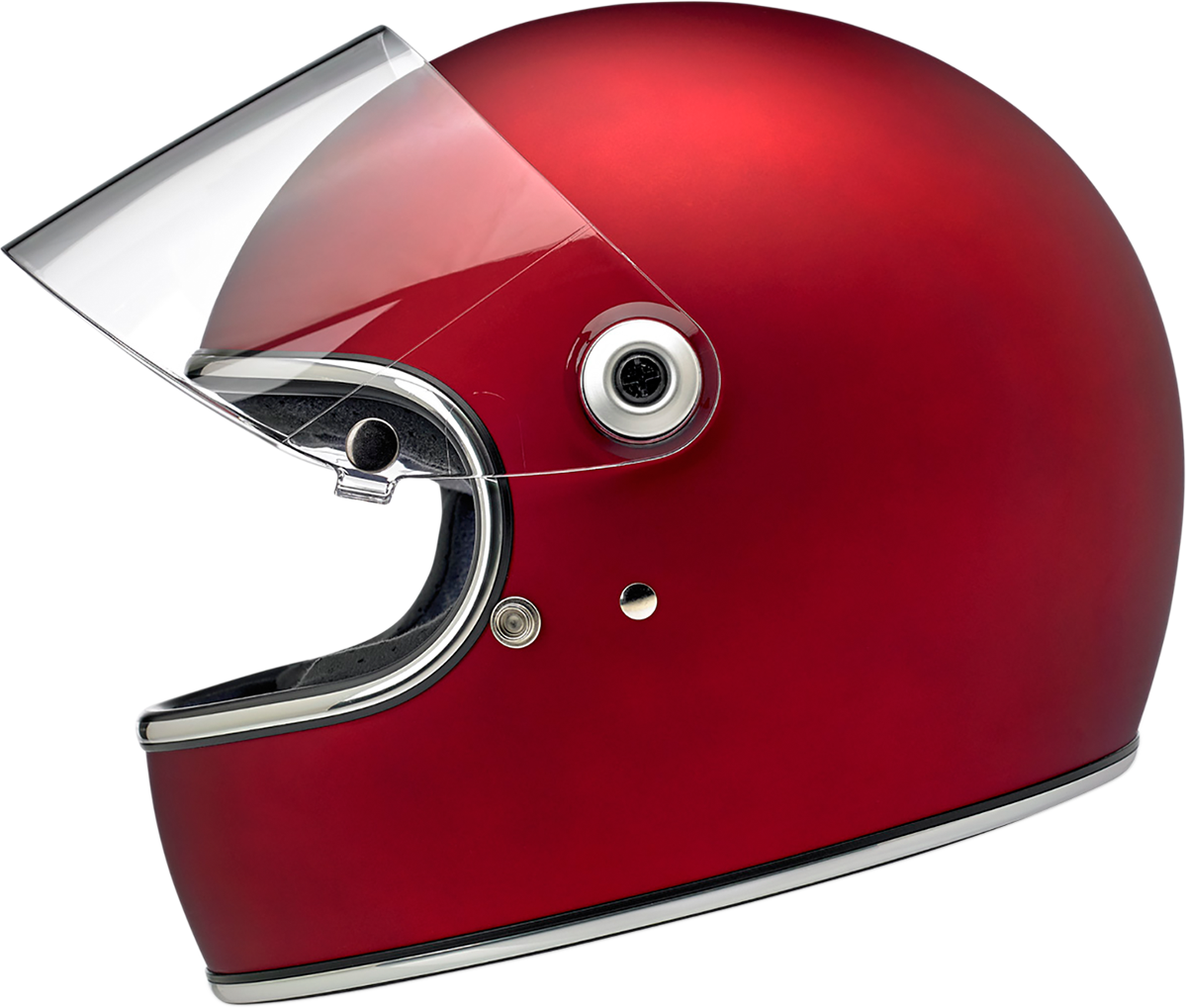 BILTWELL Gringo S motorcycle helmet in flat red, XS size, with a sleek design and matte finish, designed for motorcycle safety.