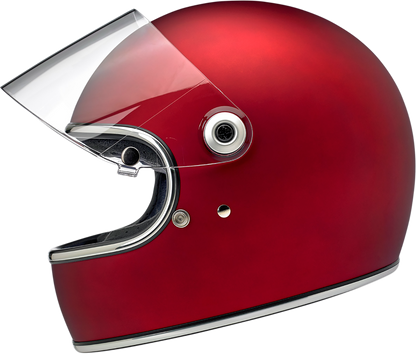 BILTWELL Gringo S motorcycle helmet in flat red, XS size, with a sleek design and matte finish, designed for motorcycle safety.