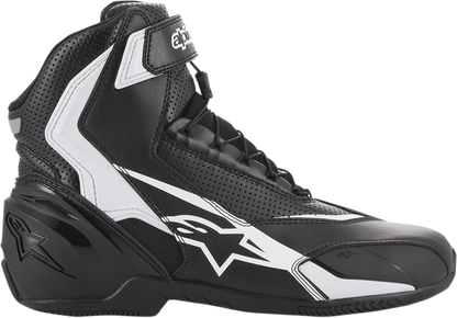 Alpinestars SP-1 v2 vented racing shoes in black and white, US 8, EU 42, featuring sleek design and breathable material.
