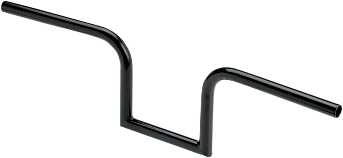 Black BILT WELL Frisco handlebar for motorcycles, showcasing a sleek, curved design ideal for custom bike builds.