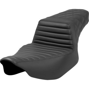 SADDLEMEN Step-Up Seat - Front Tuck-n'-Roll/Rear Lattice Stitch - Black - Road Glide/Street Glide 823-07-176