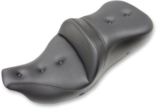 Bill's Exhausts SADDLEMEN Extended Reach Road Sofa Seat with pillow top, heated, for '08-'23 Harley FL without backrest.