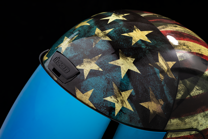 Bill's Exhausts ICON Airform™ Helmet in Old Glory design, medium size, featuring a sleek helmet profile with patriotic flag details.