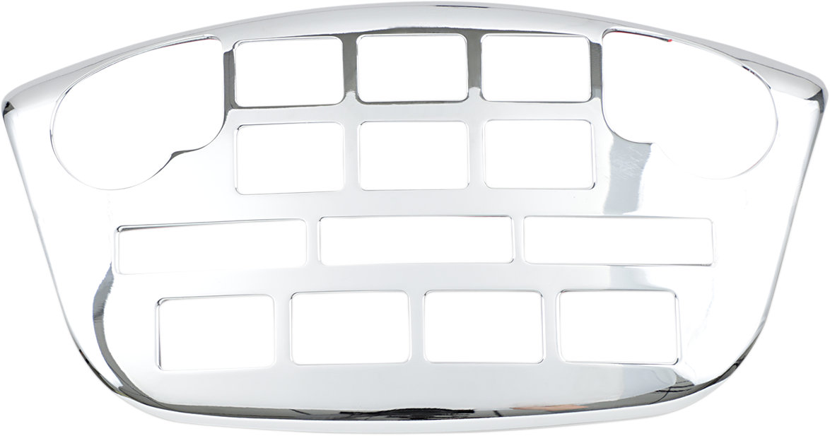 Chrome radio panel accents for engine control, designed by Bill's Exhausts, featuring shiny chrome finish and detailed trim.