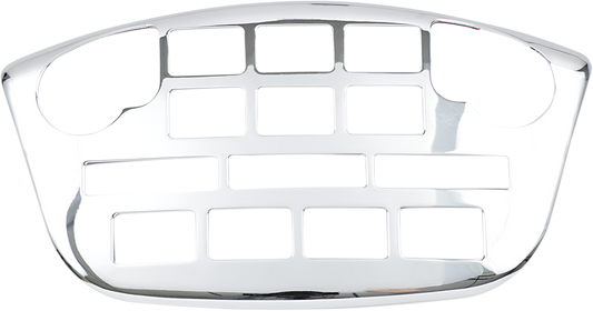 Chrome radio panel accents for engine control, designed by Bill's Exhausts, featuring shiny chrome finish and detailed trim.