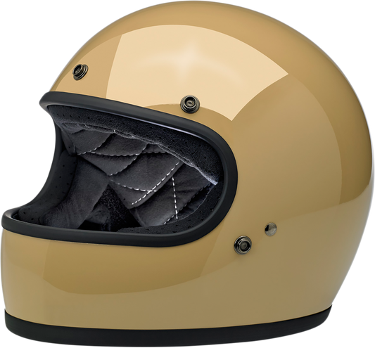 BILTWELL Gringo helmet in gloss coyote tan, medium size, featuring a sleek motorcycle helmet design with a smooth finish.