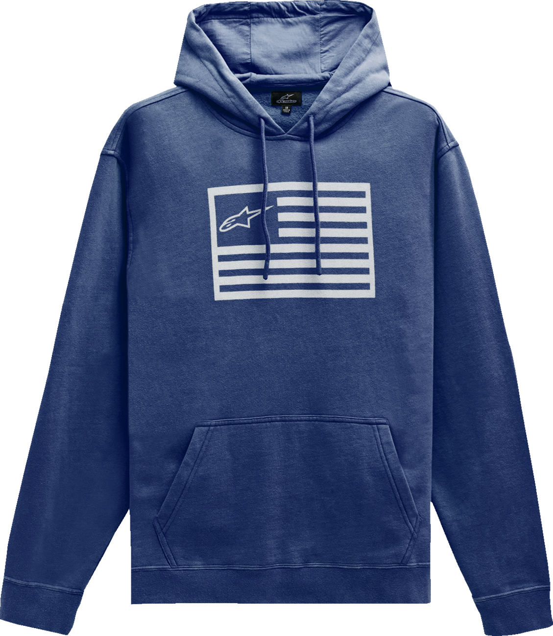 Navy Alpinstars Artifact hoodie in medium size, featuring a casual hoodie design with front pocket and logo detail.