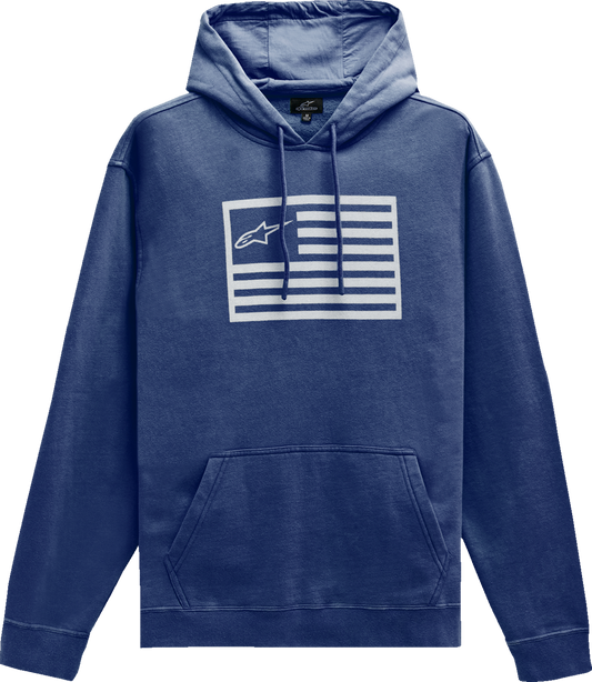 Navy Alpinstars Artifact Hoodie in large size, featuring a comfortable fit and stylish design for casual wear.
