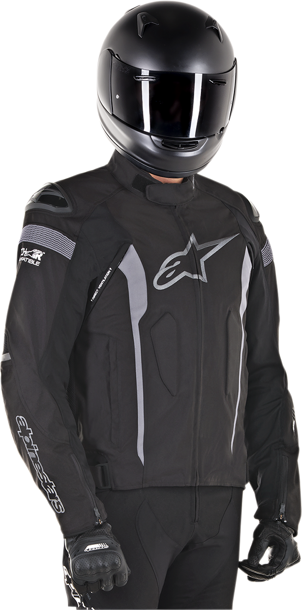 Alpinestars T-Missile Drystar® motorcycle jacket in black, small size, featuring protective armor and durable textile construction.