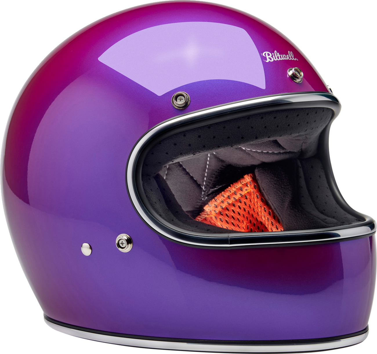 BILTWELL Gringo helmet in metallic grape color, medium size, with a smooth, shiny finish and classic motorcycle helmet design.