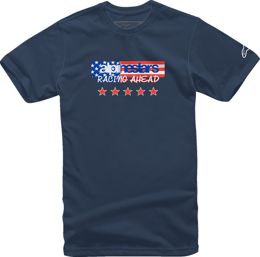 Navy Bill's Exhausts ALPINESTARS USA Again T-Shirt in XL, featuring the brand logo and casual fit on a comfortable cotton fabric.