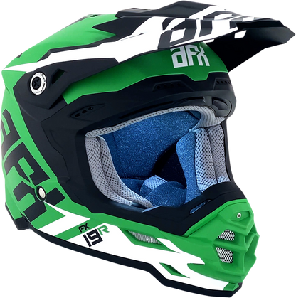Bill's Exhausts AFX FX-19R racing helmet in matte green, medium size, with sleek aerodynamic design and secure chin strap.