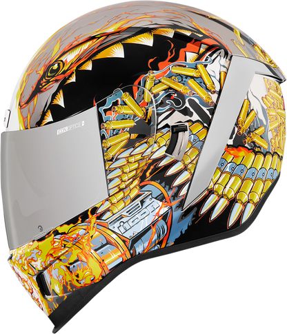 Small ICON Airform Warthog helmet by Bill's Exhausts, featuring a sleek design and matte finish, shown from the front angle.